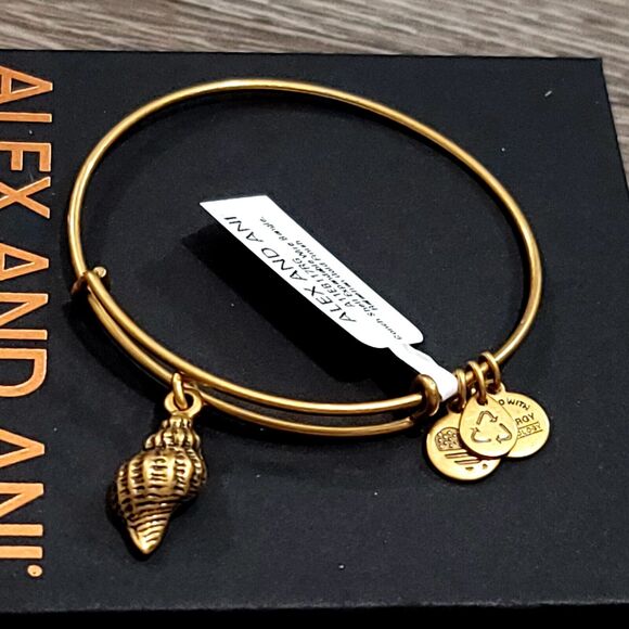Alex And Ani Gold Conch Shell Charm Bangle - Picture 2 of 8
